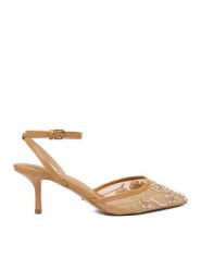 DeeZee Czółenka CEO-CD25-09-3 Beżowy. Brązowe czółenka DeeZee, bez wzorów, z materiału, bez obcasa, bez zapięcia. Za 159.99 zł.