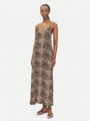 LOLA CASADEMUNT Sukienka letnia LS2516041 Brązowy Relaxed Fit. Brązowe sukienki LOLA CASADEMUNT, xs, bez wzorów, z wiskozy, bez kołnierzyka, bez ramiączek. Za 409.99 zł.