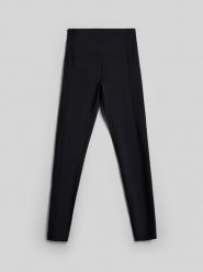 4F Legginsy do jogi szybkoschnące damskie - czarne L. Czarne legginsy 4f, bez wzorów, z materiału. Za 149.99 zł.