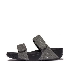 Klapki damskie FitFlop Lulu Shimmerlux. Szare klapki FIT FLOP, bez wzorów, z materiału, eleganckie, bez obcasa, bez zapięcia. Za 462.00 zł.