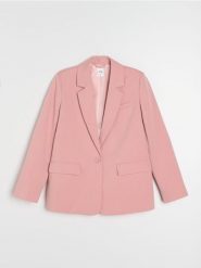 Marynarka z domieszką wiskozy - różowy. Czerwone marynarki i żakiety Sinsay, l, bez wzorów, z wiskozy, bez ramiączek. Za 79.99 zł.