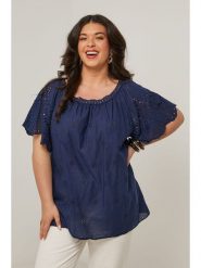 Curvy Lady Bluzka w kolorze granatowym rozmiar: 48/50. Niebieskie bluzki Curvy Lady, bez wzorów, klasyczne, bez kołnierzyka, bez ramiączek. Za 123.53 zł.