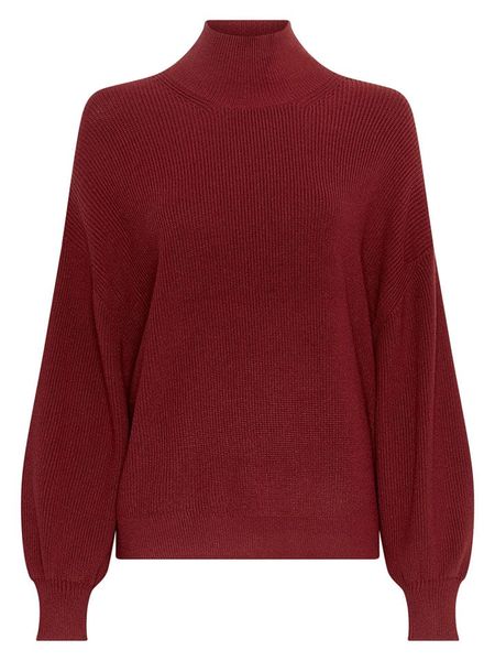 MOSS COPENHAGEN Sweter "Magnea" w kolorze bordowym rozmiar: XS/S. Czerwone swetry Moss Copenhagen, s, bez wzorów, ze splotem, bez ramiączek. Za 143.90 zł.