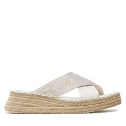 Espadryle Calvin Klein Jeans. Białe espadryle Calvin Klein Jeans, bez wzorów, z jeansu, sportowe, bez obcasa. Za 229.99 zł.