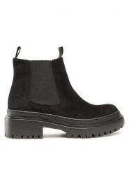 Pollini Sztyblety SA21204G1FTH0000 Czarny. Czarne botki Pollini, bez wzorów, ze skóry, bez obcasa, na płaskiej podeszwie, bez zapięcia. Za 979.99 zł.