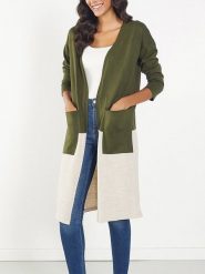 Milan Kiss Kardigan w kolorze oliwkowo-kremowym rozmiar: XL. Brązowe swetry Milan Kiss, xl, bez wzorów, bez ramiączek. Za 159.59 zł.