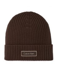 Calvin Klein Czapka LV04D8053G Brązowy ciemny. Brązowe czapki zimowe Calvin Klein, bez wzorów, z bawełny. Za 169.99 zł.