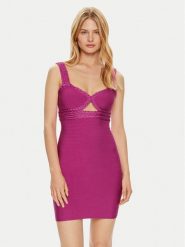 Guess Sukienka koktajlowa W4YK51 Z2XY0 Fioletowy Bodycon Fit. Fioletowe sukienki Guess, xxl, z aplikacjami, z wiskozy, wizytowe, bez kołnierzyka, bez ramiączek, bodycon. Za 349.99 zł.