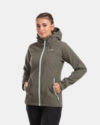 Damska kurtka softshell Kilpi RAVIA-W. Zielone kurtki Kilpi, na jesień, bez wzorów, z materiału, klasyczne, bez kaptura. Za 256.81 zł.
