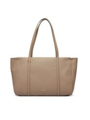 Calvin Klein Torebka Emblem Hw Pebble Tote LV04F3424G Beżowy. Brązowe torebki klasyczne Calvin Klein, bez wzorów, ze skóry, bez dodatków. Za 649.99 zł.