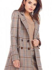 Żakiet Model A364 Brown Krata - awama. Brązowe marynarki i żakiety Awama, l, bez wzorów, z elastanu, eleganckie, bez ramiączek. Za 432.40 zł.