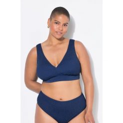 Damska Góra od bikini miękkie miseczki drobna faktura. Niebieskie bikini Ulla Popken, bez wzorów, z elastanu, sportowe. Za 143.99 zł.
