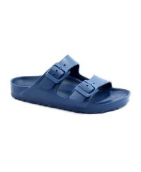 Klapki damskie Birkenstock Arizona Eva. Niebieskie klapki Birkenstock, bez wzorów, z materiału, bez obcasa, bez zapięcia. Za 337.00 zł.