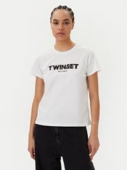 TWINSET T-Shirt 251TP2070 Biały Regular Fit. Białe t-shirty Twinset, m, bez wzorów, z bawełny, bez kołnierzyka, bez ramiączek. Za 269.99 zł.