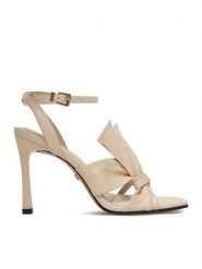 GINO ROSSI Sandały EO-LT23-310 Beżowy. Brązowe sandały Gino Rossi, bez wzorów, ze skóry, bez obcasa, na szpilce, bez zapięcia. Za 399.99 zł.