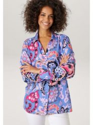 Aniston Bluzka w kolorze niebiesko-różowym rozmiar: 40. Niebieskie bluzki Aniston, bez wzorów, z wiskozy, bez kołnierzyka, bez ramiączek. Za 130.99 zł.