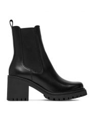 Badura Botki GATE-01 Czarny. Czarne botki Badura, bez wzorów, ze skóry, bez obcasa, na słupku, bez zapięcia. Za 349.99 zł.