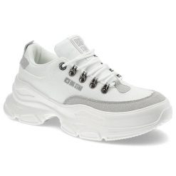 Białe Sneakersy Big Star Modne Buty Damskie. Białe buty treningowe BIG STAR, bez wzorów, z zamszu, bez zapięcia, trekkingowe. Za 159.00 zł.