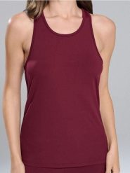 Koszulka na ramiączkach - bordowy. Czerwone t-shirty sportowe Sinsay, l, bez wzorów, bez ramiączek. W wyprzedaży za 12.99 zł.