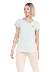 Damska koszulka z małym logo i krótkim rękawem Training. Niebieskie t-shirty sportowe LEONE 1947 APPAREL, l, bez wzorów, z bawełny, bez ramiączek, na fitness i siłownię. Za 42.06 zł.