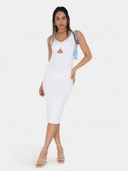 Brave Soul Sukienka letnia LDRJ-624RICKI Biały Slim Fit. Białe sukienki Brave Soul, xs, bez wzorów, z bawełny, bez kołnierzyka, bez ramiączek. Za 99.99 zł.