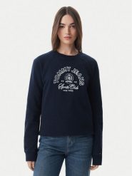 Tommy Jeans Bluza Heritage Logo DW0DW22821 Granatowy Regular Fit. Niebieskie bluzy Tommy Jeans, s, bez wzorów, z bawełny, bez ramiączek, bez kaptura. Za 489.99 zł.