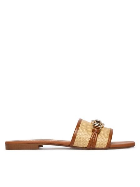Just Cavalli Klapki 80RA3S81 ZSE61 Brązowy. Brązowe klapki Just Cavalli, bez wzorów, ze skóry, bez obcasa, bez zapięcia. Za 510.99 zł.