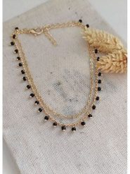 Atelier MIU Pozłacana bransoletka z elementami ozdobnymi na kostkę rozmiar: onesize. Czarne bransoletki atelier MIU, pozłacane. Za 39.99 zł.