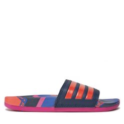 Klapki adidas. Niebieskie klapki adidas, bez wzorów, bez obcasa, bez zapięcia. Za 169.99 zł.