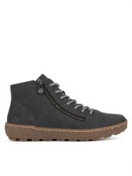 Rieker Botki N1020-45 Szary. Szare botki Rieker, bez wzorów, bez obcasa, na płaskiej podeszwie, bez zapięcia. Za 287.00 zł.