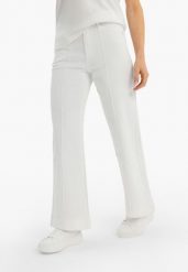 Kremowe jeansy z szeroką nogawką D-QUIZY. Białe spodnie materiałowe Volcano, bez wzorów, z jeansu, casualowe, z podwyższonym stanem. Za 169.99 zł.