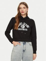 Guess Jeans Bluza W5RQ29 K68I4 Czarny Regular Fit. Czarne bluzy Guess Jeans, xl, z aplikacjami, z bawełny, bez kaptura. Za 189.99 zł.