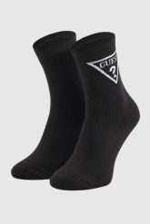 GUESS Czarne damskie sportowe skarpetki Ellen. Czarne skarpetki Guess, z aplikacjami, z dzianiny. W wyprzedaży za 39.99 zł.