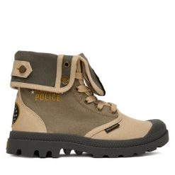 Trapery Palladium. Zielone traperki Palladium, bez wzorów, bez obcasa, bez zapięcia. Za 489.99 zł.