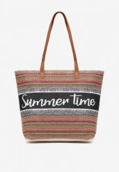 Beżowo-Różowa Torebka Typu Shopper na Plażę z Jedną Komorą Gomeissa. Czerwone shopper bag Renee, bez wzorów, z materiału, bez dodatków. W wyprzedaży za 29.99 zł.