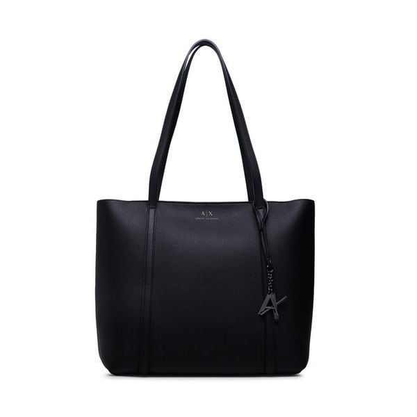 Torebka Armani Exchange. Czarne shopper bag Armani Exchange, bez wzorów, bez dodatków. Za 449.99 zł.