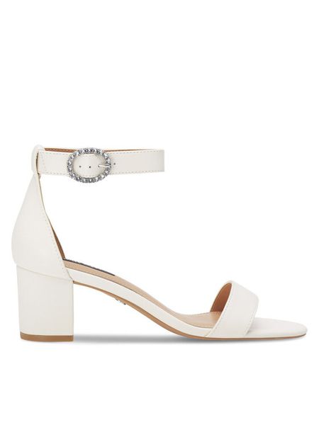 Nine West Sandały WFA2641-1 Biały. Białe sandały Nine West, bez wzorów, z syntetyku, bez obcasa, na słupku, bez zapięcia. Za 229.99 zł.