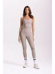 Onamaste Legginsy sportowe "Lotus" w kolorze szarobrązowym rozmiar: L/XL. Brązowe legginsy Onamaste, l, bez wzorów, z materiału, z podwyższonym stanem, outdoorowe. Za 121.99 zł.