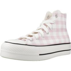Buty CONVERSE CHUCK TAYLOR ALL STAR PLATFORM GINGHAM Rose. Czerwone buty sportowe lifestyle Converse, bez wzorów, z tkaniny, bez zapięcia. Za 387.99 zł.