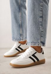 Białe Sneakersy w Stylu Kultowych Tenisówek Genenor. Białe buty sportowe lifestyle Born2be, bez wzorów, z dresówki, sportowe, bez zapięcia. Za 79.99 zł.