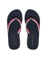 Tommy Hilfiger Japonki Th Corporate Wedge Beach Sandal FW0FW08520 Granatowy. Niebieskie japonki Tommy Hilfiger, bez wzorów, z materiału. Za 159.99 zł.
