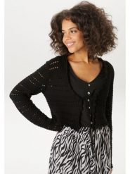 Aniston Kardigan w kolorze czarnym rozmiar: 34. Czarne swetry Aniston, bez wzorów, z bawełny, bez ramiączek. Za 104.99 zł.