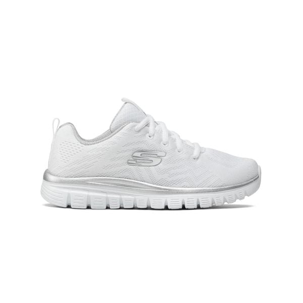 Buty na co dzień na trening damskie SKECHERS GRACEFUL GET CONECTED siateczka. Białe buty treningowe Skechers, bez wzorów, bez zapięcia, na fitness i siłownię. Za 226.00 zł.