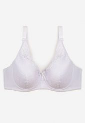 Biały Koronkowy Biustonosz Full Cup z Ozdobnymi Cyrkoniami na Kokardce Nikoriana. Białe biustonosze Renee, bez wzorów, z koronki. W wyprzedaży za 35.99 zł.