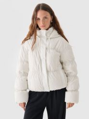 Kurtka puchowa z wypełnieniem naturalnym damska Outhorn - biała. Białe kurtki Outhorn, na zimę, xl, bez wzorów, z puchu. W wyprzedaży za 249.99 zł.