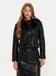 Marciano Guess Kurtka z imitacji skóry Camille 4BGL31 7204A Czarny Regular Fit. Czarne kurtki Marciano Guess, z aplikacjami, ze skóry, bez kaptura. Za 659.99 zł.