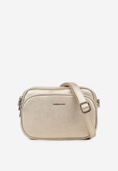 Złota Dwukomorowa Torebka Typu Listonoszka Ellirin. Żółte shopper bag Renee, bez wzorów, eleganckie, bez dodatków. W wyprzedaży za 119.99 zł.