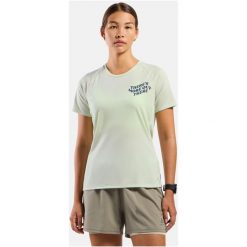 Koszulka damska Odlo ESSENTIAL PRINT T-shirt crew neck s/s. Zielone t-shirty ODLO, s, bez wzorów, sportowe, bez kołnierzyka, bez ramiączek. Za 173.10 zł.