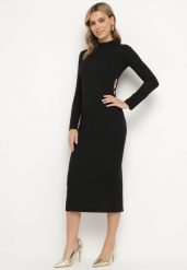 Czarna Dopasowana Sukienka Ozdobiona Wycięciem Dralfedi. Czarne sukienki Born2be, l, bez wzorów, z jeansu, eleganckie, bez kołnierzyka, bez ramiączek, midi, dopasowane. W wyprzedaży za 110.49 zł.