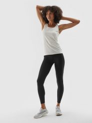 4F Legginsy treningowe ze średnim stanem damskie - czarne XS. Czarne legginsy 4f, s, bez wzorów, z dzianiny, na fitness i siłownię. Za 119.99 zł.